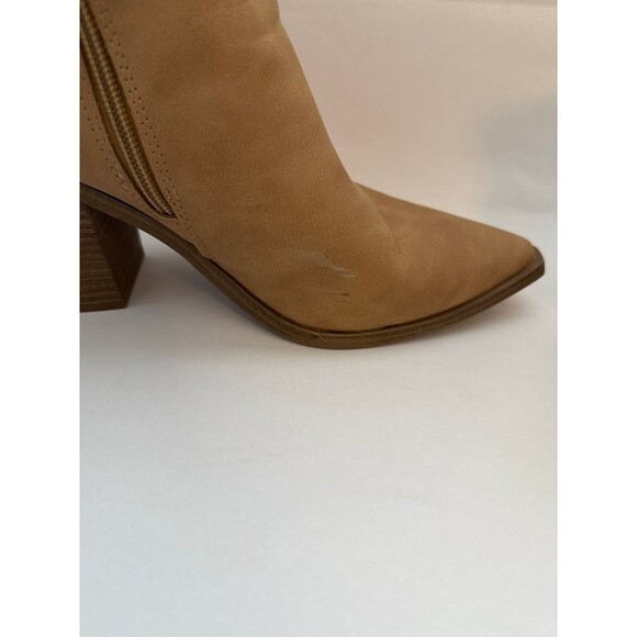 Universal Thread Boots Womens 8.5 Ankle Booties Tan Faux Leather 3" Block Heel - Picture 9 of 9